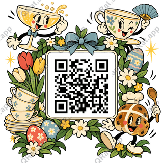 Easter Brunch Frame artwork with a customizable QR code area