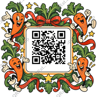 Dancing Carrot Frame artwork with a customizable QR code area