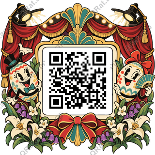 Easter Egg Revue artwork with a customizable QR code area