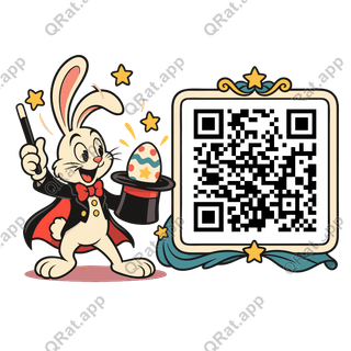 Easter Magician Rabbit artwork with a customizable QR code area