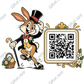 Tap-Dancing Hare artwork with a customizable QR code area