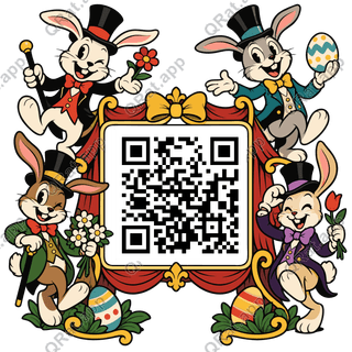 Top-Hat Rabbit Frame artwork with a customizable QR code area