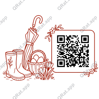 Boots and Egg Basket artwork with a customizable QR code area
