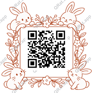 Rabbit Silhouette Frame artwork with a customizable QR code area