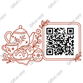 Easter Teapot artwork with a customizable QR code area