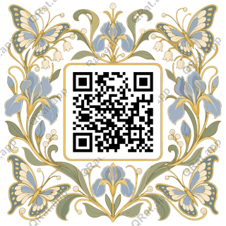 Butterfly Spring Frame artwork with a customizable QR code area
