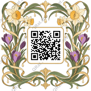 Daffodil Arch Frame artwork with a customizable QR code area