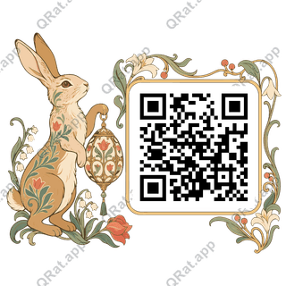 Egg Lantern Hare artwork with a customizable QR code area