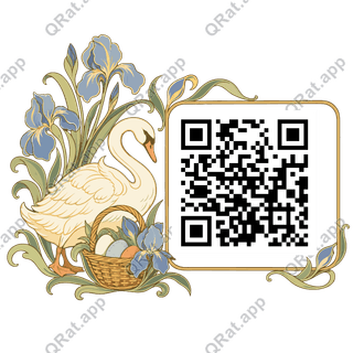 Swan and Easter Basket artwork with a customizable QR code area
