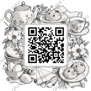 Brunch Table Frame artwork with a customizable QR code area