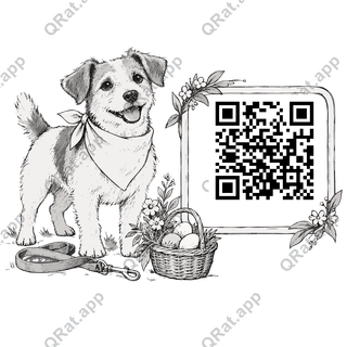 Easter Dog Walk artwork with a customizable QR code area