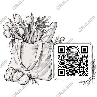 Spring Market Tote artwork with a customizable QR code area