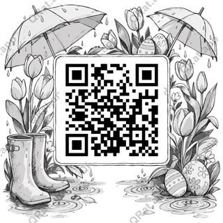 Rain Boots Frame artwork with a customizable QR code area