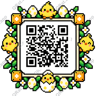 Pixel Chick Arcade Frame artwork with a customizable QR code area