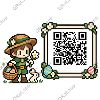 Pixel Egg Hunter artwork with a customizable QR code area
