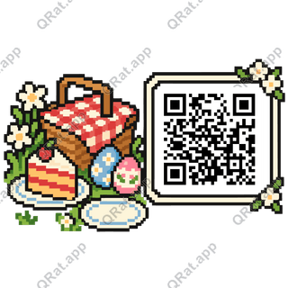Pixel Easter Picnic artwork with a customizable QR code area