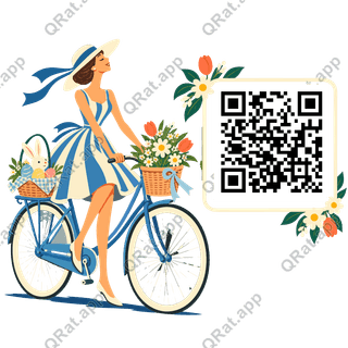 Easter Bicyclist artwork with a customizable QR code area