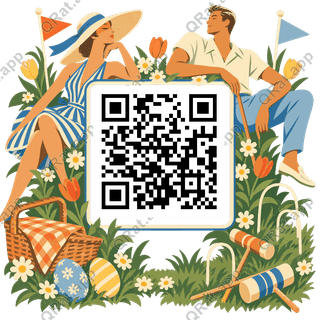 Easter Lawn Games Frame artwork with a customizable QR code area