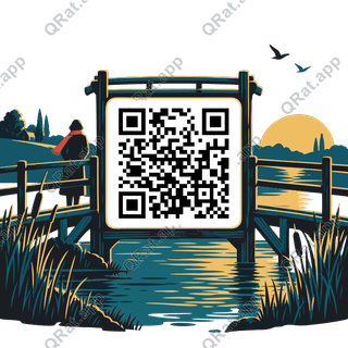 Spring Footbridge artwork with a customizable QR code area