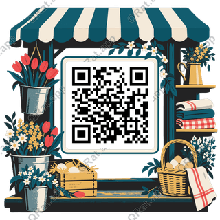 Easter Market Window artwork with a customizable QR code area