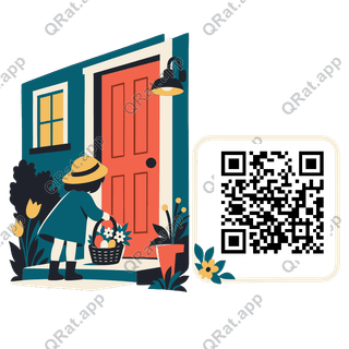 Basket at the Neighbor s Door artwork with a customizable QR code area