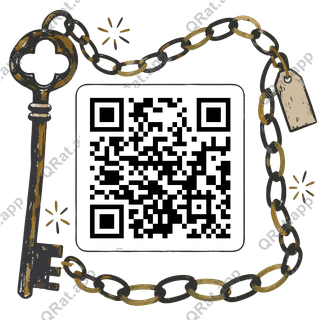 Antique Key & Chain Folk-Sketch Frame artwork with a customizable QR code area