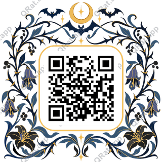 Nouveau Bat Moon Frame artwork with a customizable QR code area