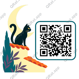 Moonlit Black Cat Poster Cluster artwork with a customizable QR code area