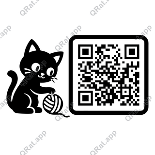 Black Cat Yarn artwork with a customizable QR code area