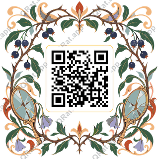 Nouveau Blackthorn Mirror Frame artwork with a customizable QR code area