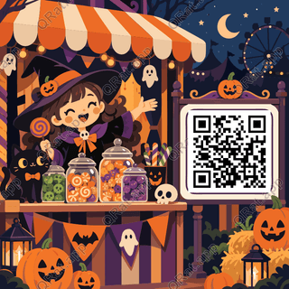 Halloween Carnival Stall artwork with a customizable QR code area