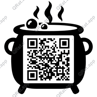 Cauldron artwork with a customizable QR code area