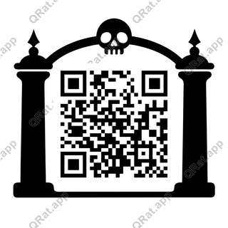 Cemetery Gate artwork with a customizable QR code area