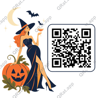 Halloween Cocktail Witch artwork with a customizable QR code area