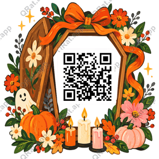 Coffin Flower Frame artwork with a customizable QR code area