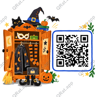Halloween Costume Cabinet artwork with a customizable QR code area
