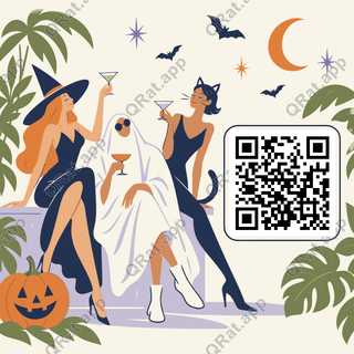 Costume Cocktails artwork with a customizable QR code area