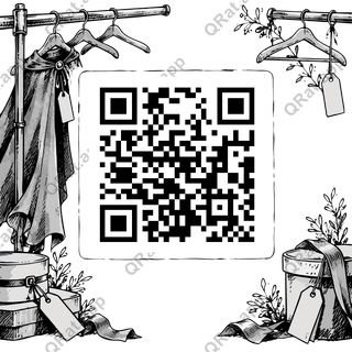 Costume Rack Frame artwork with a customizable QR code area