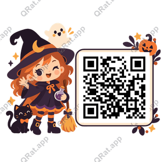 Cute Witch Side Cluster artwork with a customizable QR code area