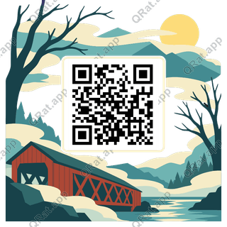 Fogbound Covered Bridge Frame artwork with a customizable QR code area