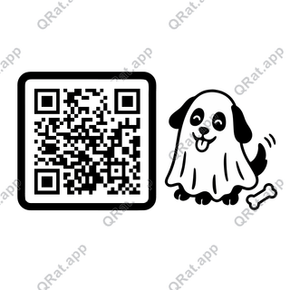 Ghost Dog artwork with a customizable QR code area