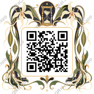 Nouveau Ghost-Orchid Hourglass Frame artwork with a customizable QR code area