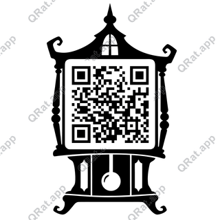 Haunted Clock artwork with a customizable QR code area