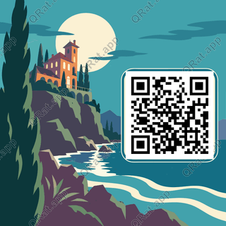 Haunted Coast Travel Poster artwork with a customizable QR code area