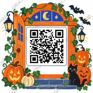 Haunted Door Frame artwork with a customizable QR code area