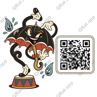 Haunted Umbrella Contortionist artwork with a customizable QR code area