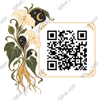 Nouveau Mandrake & Moonflower Cluster artwork with a customizable QR code area