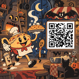 Midnight Monster Bakery artwork with a customizable QR code area