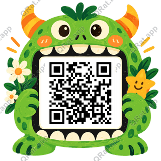 Friendly Monster Mouth Frame artwork with a customizable QR code area