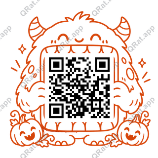 Orange Monster Mouth Frame artwork with a customizable QR code area